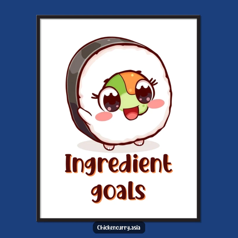 Funny Sushi Poster: Vibrant Food Art Print for Kitchen Decor