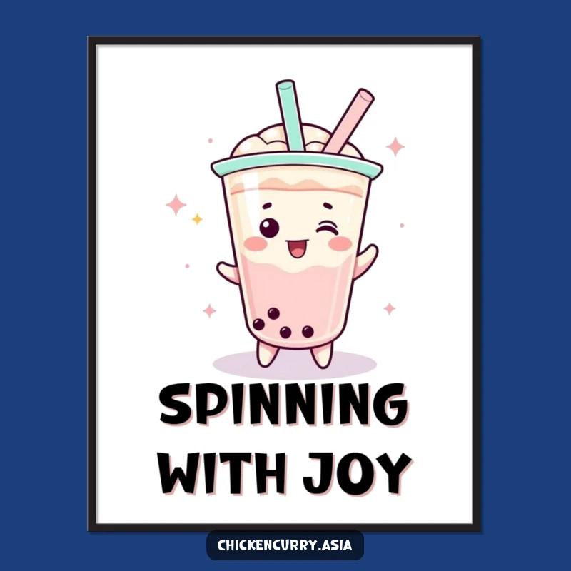 Funny Boba Tea Spin Poster - Vibrant Wall Art for Tea Lovers