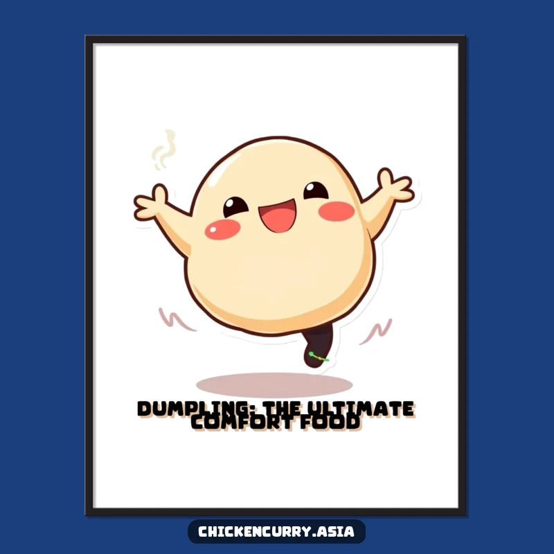 Funny Free Printable Wall Art: Joyful Dumpling Leap, Steam Design, Downloadable Food Art Poster