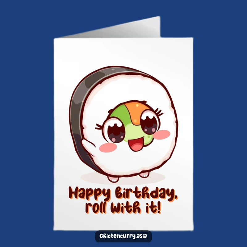 Free Printable Birthday Card: Excited Sushi, Ingredient Grab, Downloadable Funny Foodie Card