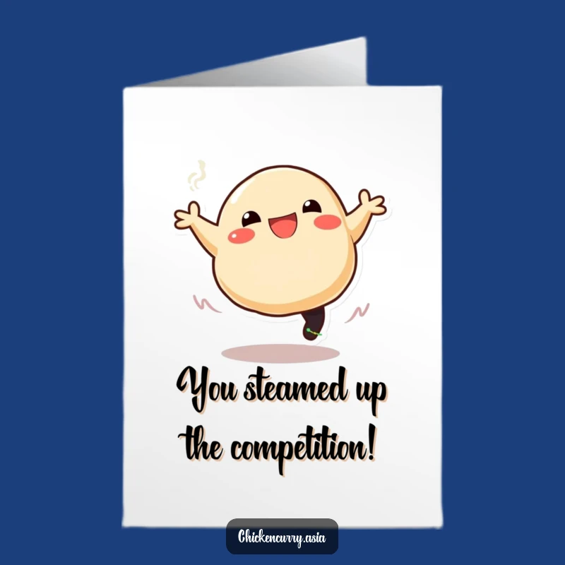 Free Printable Congrats Card: Joyful Dumpling Leap, Steam Design, Downloadable Celebration Card