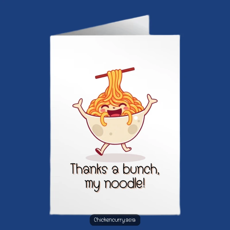 Free Printable Thank You Card: Noodles Dance, Happy Bowl Design, Downloadable Appreciation Card