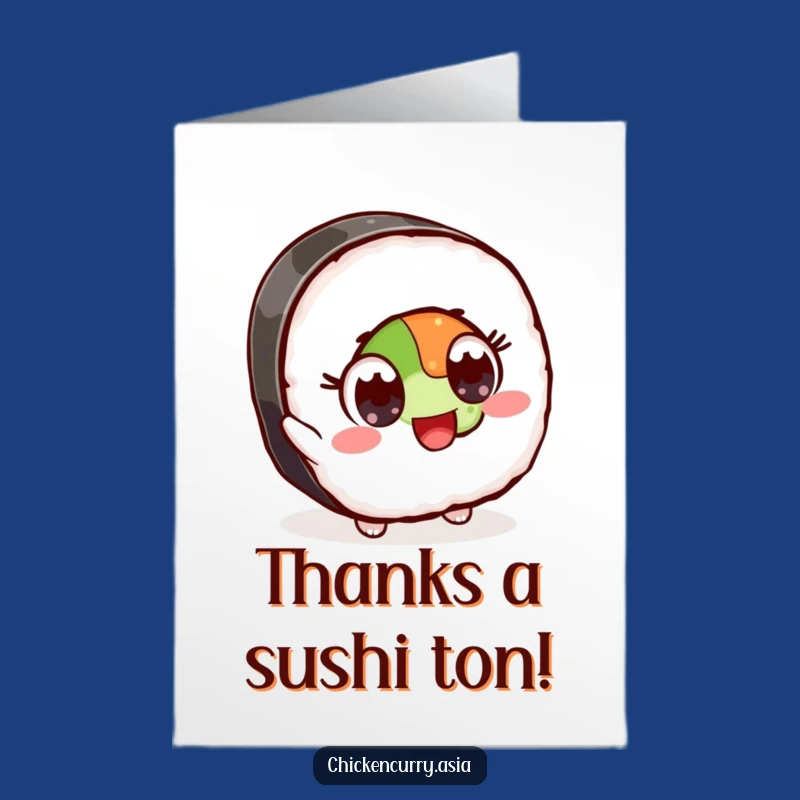Free Printable Thank You Card: Excited Sushi, Ingredient Gratitude, Downloadable Appreciation Card