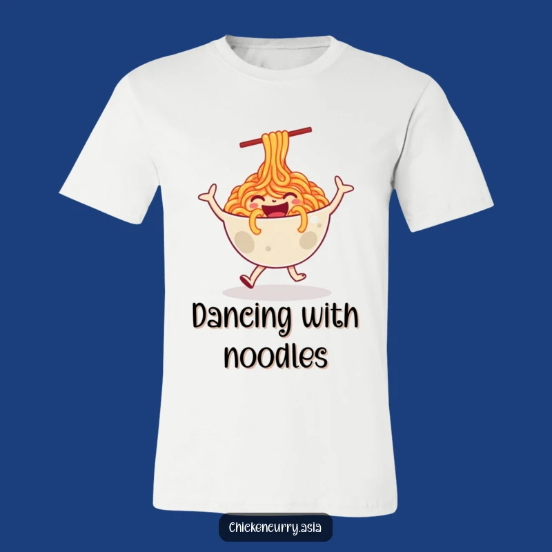 Funny Noodle Dance T-Shirt: Expressive Cartoon Character Tee for Food Fans
